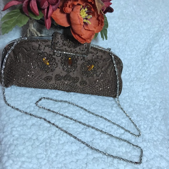 J . Loren matching clutch. Brown with crystals - Picture 4 of 5